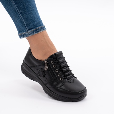 Pantofi Piele Naturala Talpa Comoda Negri QL1068