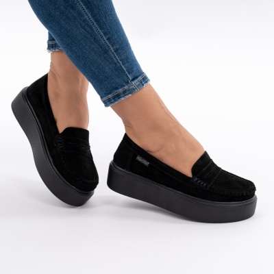 Pantofi Piele Naturala Talpa Comoda Negru  G10-A16