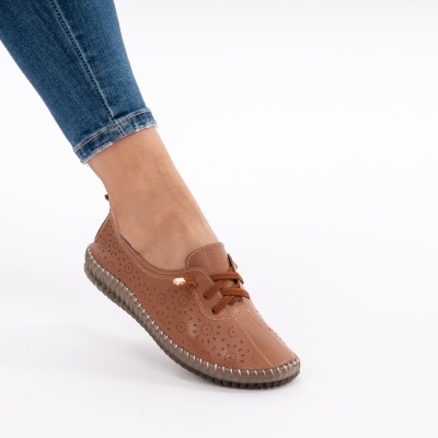 Pantofi Piele Naturala Talpa Flexibila AN222 Camel