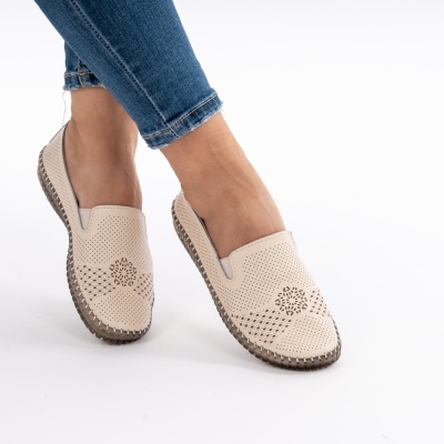Pantofi Piele Naturala Talpa Flexibila AN223 Bej