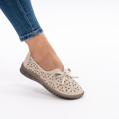 Pantofi Piele Naturala Talpa Flexibila AN666 Bej