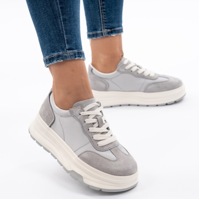 Pantofi Piele Naturala Talpa RELAX A03-1 Gri