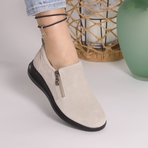 Pantofi Talpa Flexibila Piele Naturala Intoarsa T-3100 Bej