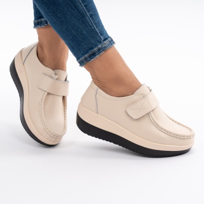 Pantofi Talpa Ortopedica Piele Naturala 1157 Bej