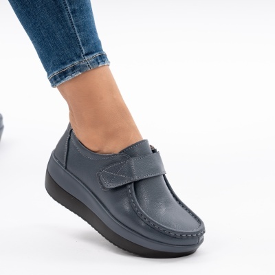Pantofi Talpa Ortopedica Piele Naturala 1157 Gri