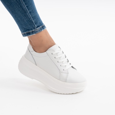 Pantofi Talpa Ortopedica Piele Naturala Alb 6855