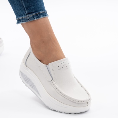Pantofi Talpa Ortopedica Piele Naturala Alb MM210