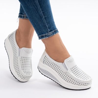 Pantofi Talpa Ortopedica Piele Naturala Albi A522