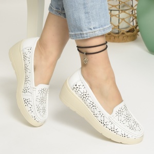 Pantofi Talpa Ortopedica Piele Naturala Albi AN3125
