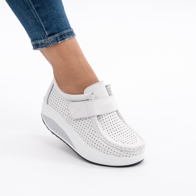 Pantofi Talpa Ortopedica Piele Naturala Albi MM263