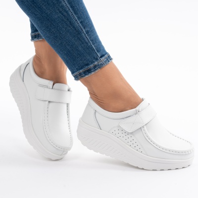 Pantofi Talpa Ortopedica Piele Naturala AN333 Alb