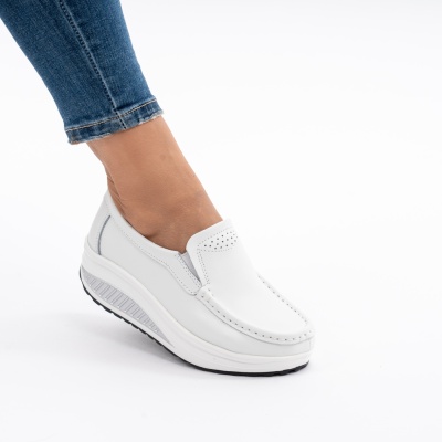 Pantofi Talpa Ortopedica Piele Naturala AN522-2 Alb