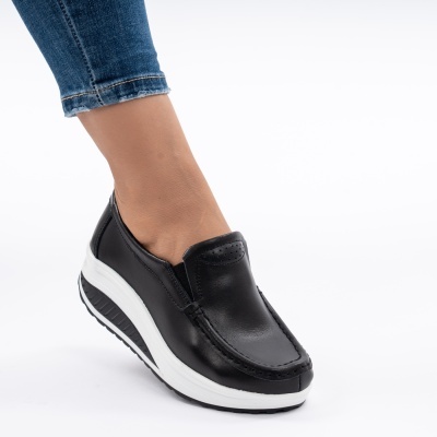 Pantofi Talpa Ortopedica Piele Naturala AN522-2 Negru/Alb