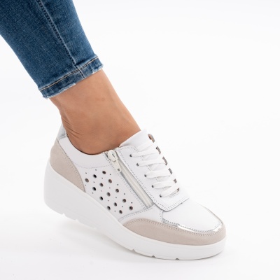 Pantofi Talpa Ortopedica Piele Naturala AN618-5  Alb