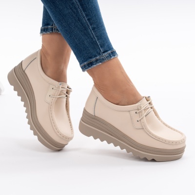 Pantofi Talpa Ortopedica Piele Naturala Bej 1-1151