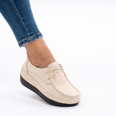 Pantofi Talpa Ortopedica Piele Naturala Bej 1136