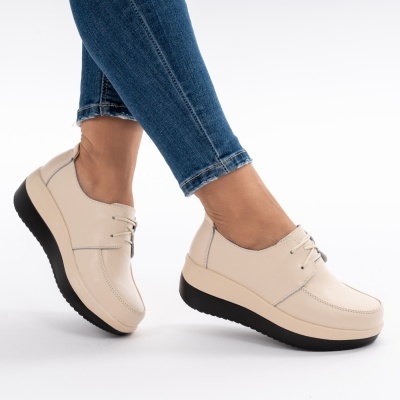Pantofi Talpa Ortopedica Piele Naturala Bej 1168
