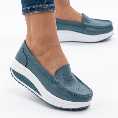 Pantofi Talpa Ortopedica Piele Naturala Blue A339