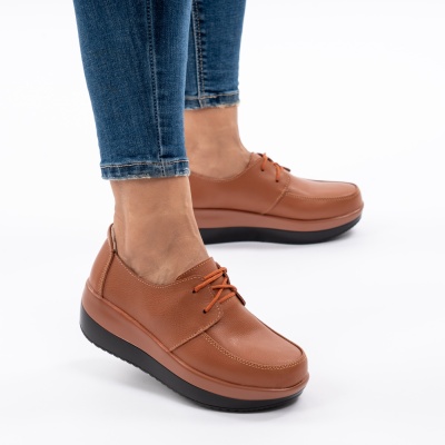 Pantofi Talpa Ortopedica Piele Naturala Camel 1168