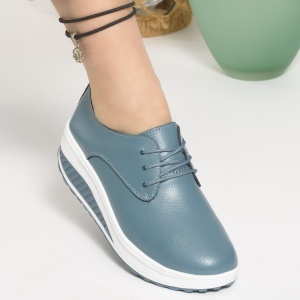 Pantofi Talpa Ortopedica Piele Naturala G698 Albastru Deschis