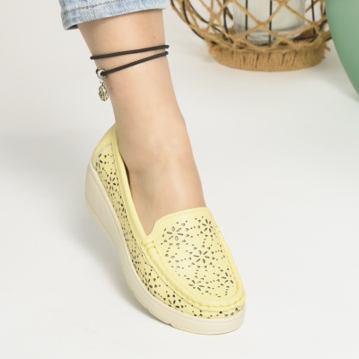 Pantofi Talpa Ortopedica Piele Naturala Galben AN3125