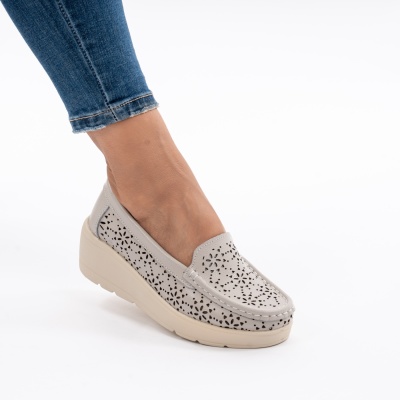 Pantofi Talpa Ortopedica Piele Naturala Gri AN3125