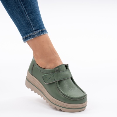Pantofi Talpa Ortopedica Piele Naturala Kaki 1-1150