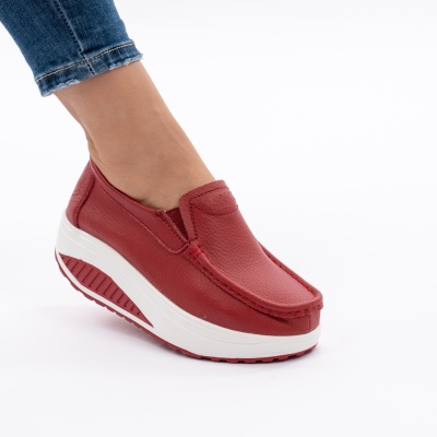 Pantofi Talpa Ortopedica Piele Naturala MM210 Rosu