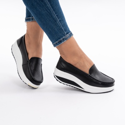 Pantofi Talpa Ortopedica Piele Naturala Negri A339