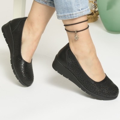 Pantofi Talpa Ortopedica Piele Naturala Negri F002-377