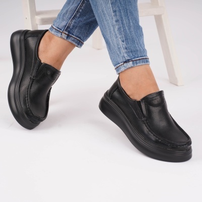 Pantofi Talpa Ortopedica Piele Naturala Negri  255