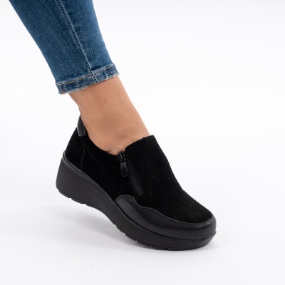 Pantofi Talpa Ortopedica Piele Naturala Negri QL1075