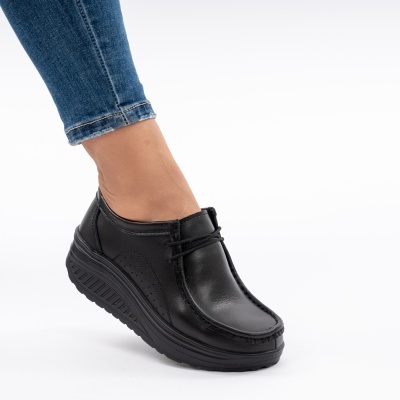 Pantofi Talpa Ortopedica Piele Naturala PL 42 Black