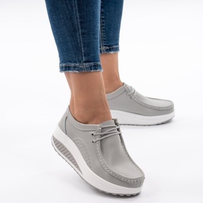 Pantofi Talpa Ortopedica Piele Naturala PL 42 Gri