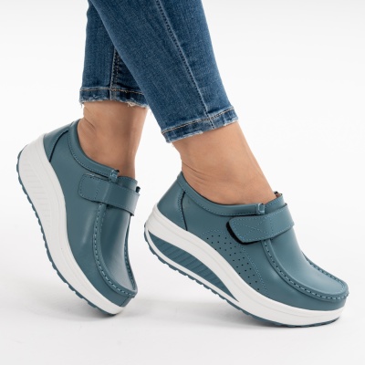 Pantofi Talpa Ortopedica Piele Naturala PL58 Blue