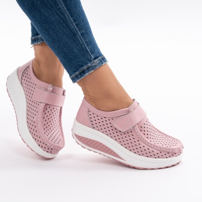 Pantofi Talpa Ortopedica Piele Naturala Roz A521