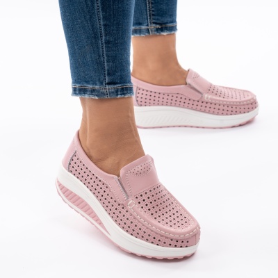 Pantofi Talpa Ortopedica Piele Naturala Roz A522