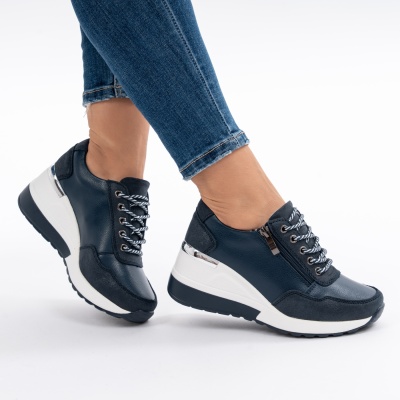 Pantofi Talpa Ortopedica Piele Naturala ZT-04 Albastru