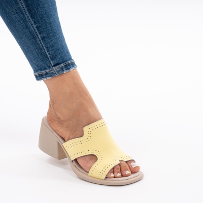 Pantofi Tip Papuci Piele Naturala Talpa Comoda AN2710-1 Galben