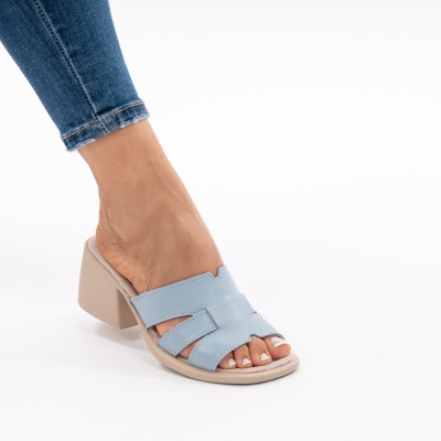 Pantofi Tip Papuci Piele Naturala Talpa Comoda AN2710-3 Blue