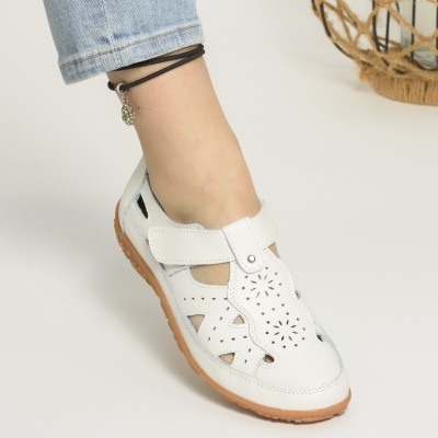 Pantofi Tip Sandale Piele Naturala Alb AN2857
