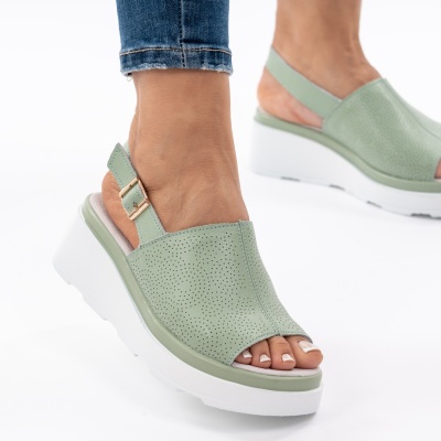 Pantofi Tip Sandale Piele Naturala Talpa Comoda AN111 Verde