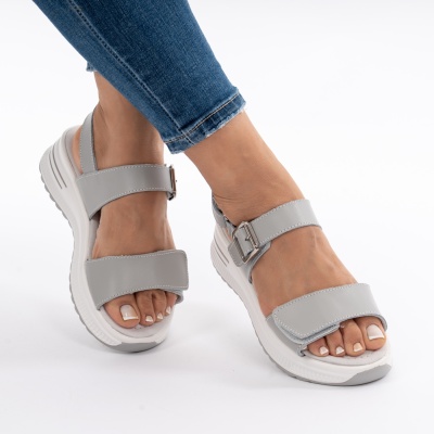 Pantofi Tip Sandale Piele Naturala Talpa Comoda AN122 Gri