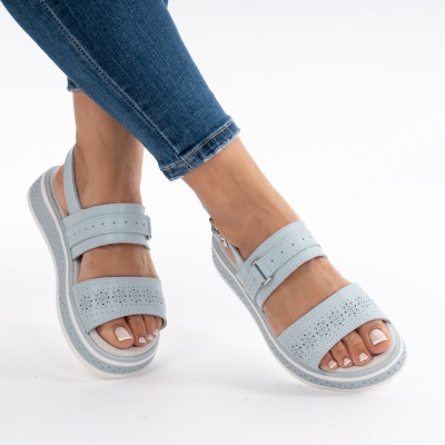 Pantofi Tip Sandale Piele Naturala Talpa Comoda AN133 Blue
