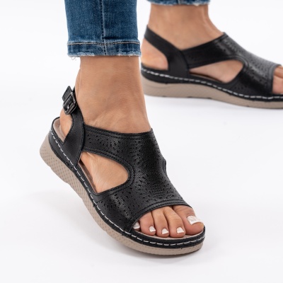 Pantofi Tip Sandale Piele Naturala Talpa Comoda AN2655 Negru