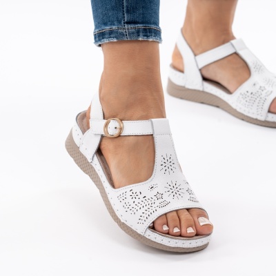 Pantofi Tip Sandale Piele Naturala Talpa Comoda AN2672-1 Alb