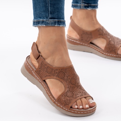 Pantofi Tip Sandale Piele Naturala Talpa Comoda AN2678-1 Camel
