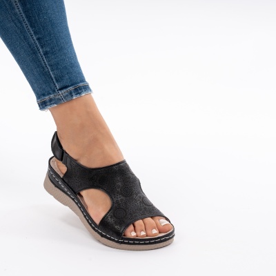 Pantofi Tip Sandale Piele Naturala Talpa Comoda AN2678-1 Negru