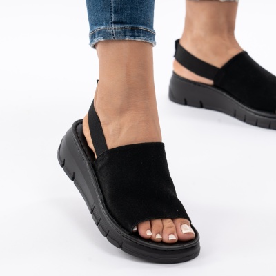 Pantofi Tip Sandale Piele Naturala Talpa Comoda F001-967 Negru