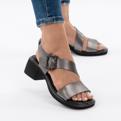 Pantofi Tip Sandale Piele Naturala Talpa Comoda JY5769 Gri